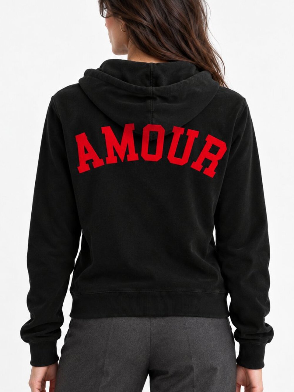 Zadig & Voltaire "Amour" Black & Red Zip-Up Hoodie S (US 4-6)